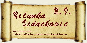 Milunka Vidačković vizit kartica